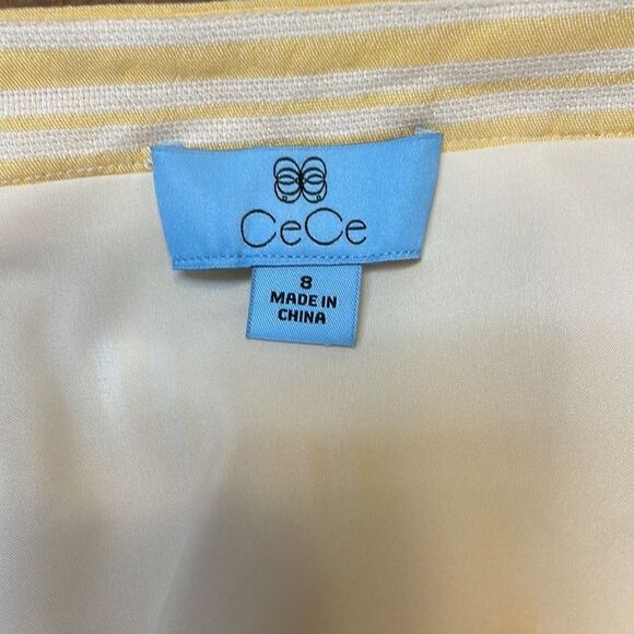 CeCe Yellow Striped Skirt Size 8 - Picture 7 of 8